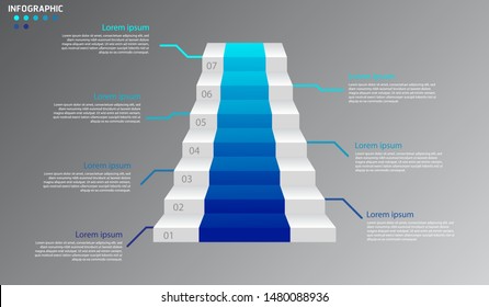 Timeline chart infographic design for data visualization. 7 steps. Vector illustration. -EPS10