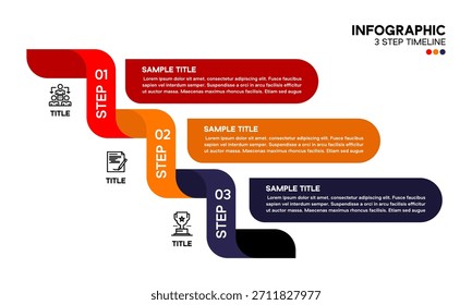 Modelo de infográfico de gráfico de linha de tempo com 3 opções para o modelo de apresentações Comunicação . Eps de ilustração vetorial	