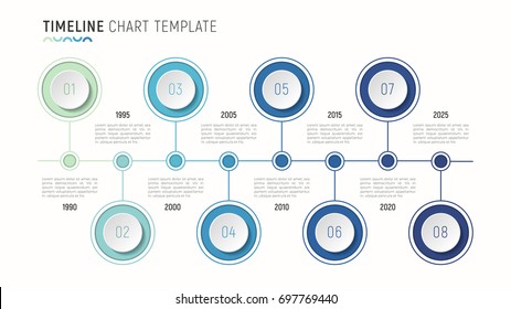 Timeline chart infographic template for data visualization. 8 steps. Vector illustration.