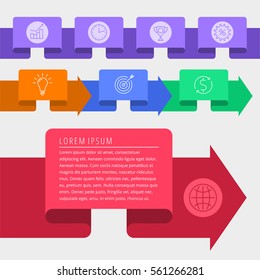 Timeline chart infographic template elements. Flat vector illustration of business development steps. Isolated infographics  arrow symbols for web, internet, print, presentations, social networks.