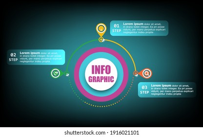 Timeline circle info elements and numbers. Business concept with 3 steps. Presentation business infographics template with three options. Can use process diagram, workflow layout, info graph, website.