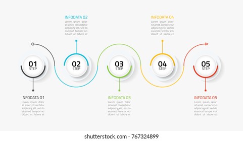Timeline circle  infographic. Business concept with 5 options, line, steps or processes.