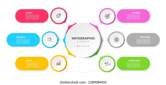 Timeline circle infographic design with 6 options or steps. Infographics for business concept. Used for presentations workflow layout, banner, process, diagram, flow chart, info graph, annual report.