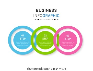 Timeline circle infographic template with 3 options or steps, round process diagram template. Circle chart for infographics. Can be used for graph, presentation, report, step options, web design.