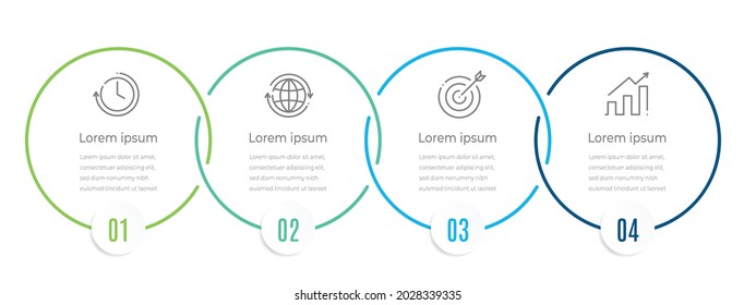 Timeline circle infographic template 4 options or steps.