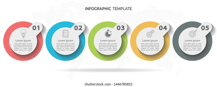 Timeline circle infographic  template 5 options or steps.