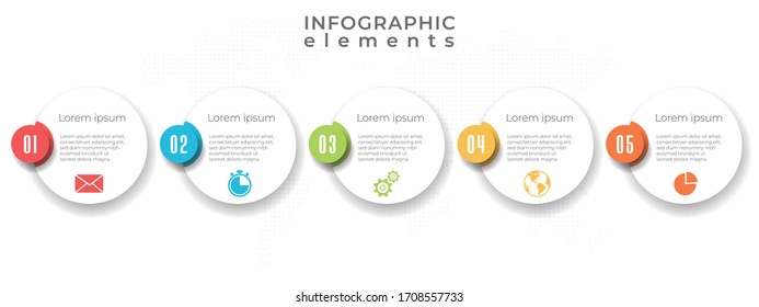 Timeline circle infographic  template 5 options or steps.