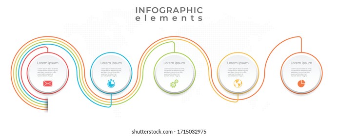 Timeline circle infographic  template 5 options or steps.