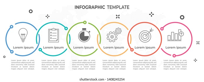 Timeline circle infographic  template 6 options or steps.