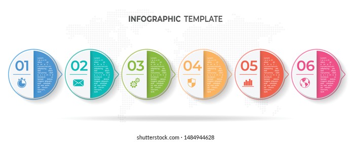 Timeline circle infographic  template 6 options or steps.