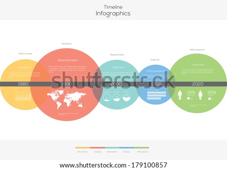 Timeline Circles Infographic. Flat Vector design template. 