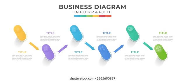 Timeline concept with 6 steps. presentation vector infographic template for business