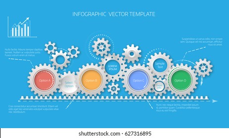  Timeline concept with gears elemets. 4 options. Infographic template. Cover design. eps 10 vector illustration.