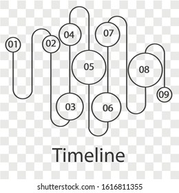 Timeline concept on transparency background. Creative idea design. Flat vector illustration for template or brochure or presentation.