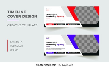 Timeline Cover Template, Modern Creative Digital Marketing Timeline Cover, Business And Corporate Timeline Cover Design Template.