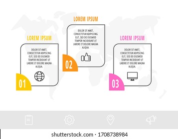 Timeline creative design linear infographics template. Business vector illustration with 3 options. Can be used for diagrams, presentations, workflow layout, flow chart