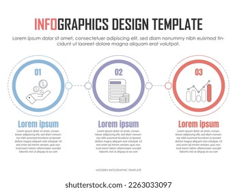 Plantilla de infografía de Creador de línea de tiempo. Viaje de línea de tiempo de 3 pasos, calendario Plano sencillo de diseño de infografías. gráfico de presentación. Concepto de negocio con 3 opciones, ilustración vectorial.