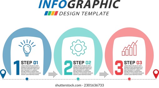 Timeline creator infographic template. 3 Step timeline journey, calendar Flat simple infographics design template. presentation numbers steps. Business concept with 3 options, vector illustration.