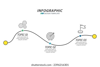 Timeline Creator infographic template. 3 Step timeline journey, calendar Flat simple infographics design template. presentation graph. Business concept with 3 options, vector illustration.