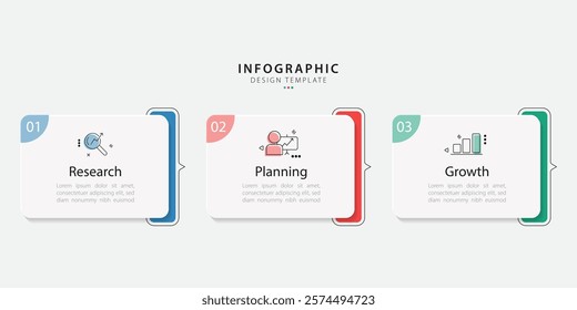 Timeline Creator infographic template. 3 Step timeline journey, calendar Flat simple infographics design template. presentation graph. Business concept with 3 options, vector illustration.