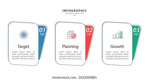 Modelo de infográfico do Criador de Linha do Tempo. 3 Passo jornada de linha do tempo, calendário Modelo simples de design de infográficos. gráfico de apresentação. Conceito de negócios com 3 opções, ilustração vetorial.