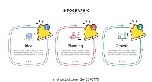 Timeline Creator infographic template. 3 Step timeline journey, calendar Flat simple infographics design template. presentation graph. Business concept with 3 options, vector illustration