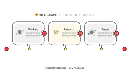 Modelo de infográfico do Criador de Linha do Tempo. 3 Passo jornada de linha do tempo, calendário Modelo simples de design de infográficos. gráfico de apresentação. Conceito de negócios com 3 opções, ilustração vetorial.