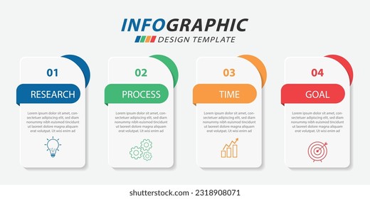 Plantilla de infografía de Creador de línea de tiempo. Viaje de línea de tiempo de 4 pasos, calendario Plano sencillo de diseño de infografías. gráfico de presentación. Concepto de negocio con 4 opciones, ilustración vectorial.