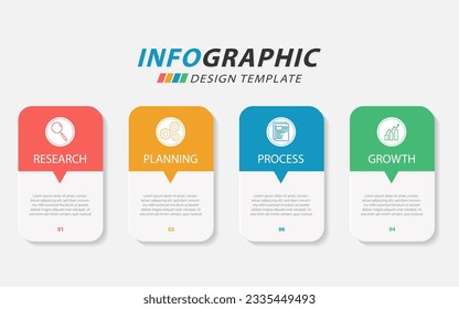 Plantilla de infografía de Creador de línea de tiempo. Viaje de línea de tiempo de 4 pasos, calendario Plano sencillo de diseño de infografías. gráfico de presentación. Concepto de negocio con 4 opciones, ilustración vectorial.