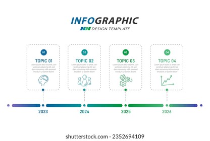 Timeline Creator infographic template. 4 Step timeline journey, calendar Flat simple infographics design template. presentation graph. Business concept with 4 options, vector illustration.