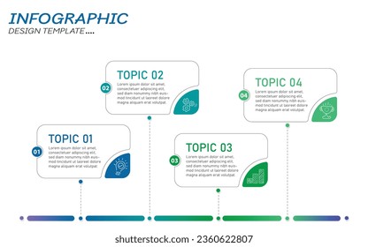 Plantilla de infografía de Creador de línea de tiempo. Viaje de línea de tiempo de 4 pasos, calendario Plano sencillo de diseño de infografías. gráfico de presentación. Concepto de negocio con 4 opciones, ilustración vectorial.