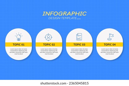 Plantilla de infografía de Creador de línea de tiempo. Viaje de línea de tiempo de 4 pasos, calendario Plano sencillo de diseño de infografías. gráfico de presentación. Concepto de negocio con 4 opciones, ilustración vectorial.