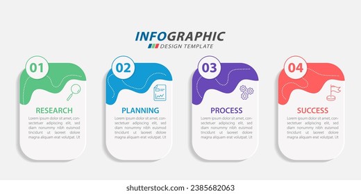 Plantilla de infografía de Creador de línea de tiempo. Viaje de línea de tiempo de 4 pasos, calendario Plano sencillo de diseño de infografías. gráfico de presentación. Concepto de negocio con 4 opciones, ilustración vectorial.