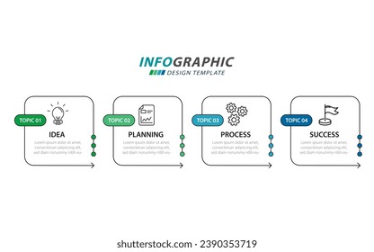 Timeline Creator infographic template. 4 Step timeline journey, calendar Flat simple infographics design template. presentation graph. Business concept with 4 options, vector illustration.