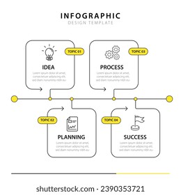 Timeline Creator infographic template. 4 Step timeline journey, calendar Flat simple infographics design template. presentation graph. Business concept with 4 options, vector illustration.