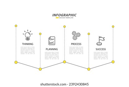 Plantilla de infografía de Creador de línea de tiempo. Viaje de línea de tiempo de 4 pasos, calendario Plano sencillo de diseño de infografías. gráfico de presentación. Concepto de negocio con 4 opciones, ilustración vectorial.