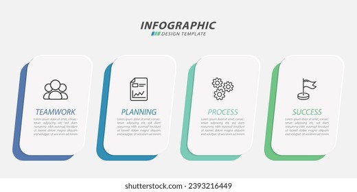 Plantilla de infografía de Creador de línea de tiempo. Viaje de línea de tiempo de 4 pasos, calendario Plano sencillo de diseño de infografías. gráfico de presentación. Concepto de negocio con 4 opciones, ilustración vectorial.