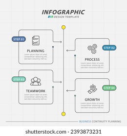 Plantilla de infografía de Creador de línea de tiempo. Viaje de línea de tiempo de 4 pasos, calendario Plano sencillo de diseño de infografías. gráfico de presentación. Concepto de negocio con 4 opciones, ilustración vectorial.