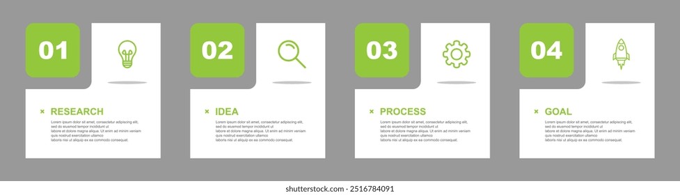 Modelo de infográfico do Criador de Linha do Tempo. 4 passos de viagem de linha do tempo, modelo de design infográfico simples e plano. Gráficos de apresentação.