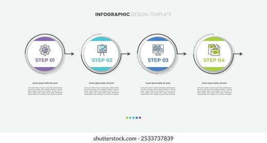 Modelo de infográfico do Criador de Linha do Tempo. 4 Passo jornada de linha do tempo, calendário Modelo de design de infográficos simples plano