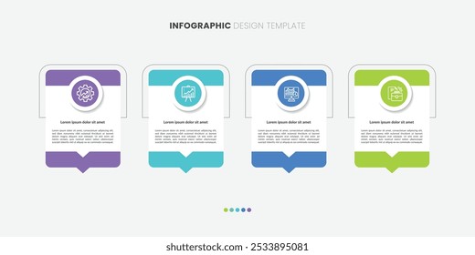 Timeline Creator infographic template. 4 Step timeline journey, calendar Flat simple infographics design template