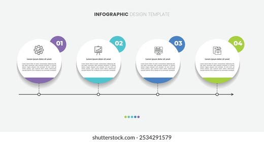 Modelo de infográfico do Criador de Linha do Tempo. 4 Passo jornada de linha do tempo, calendário Modelo de design de infográficos simples plano