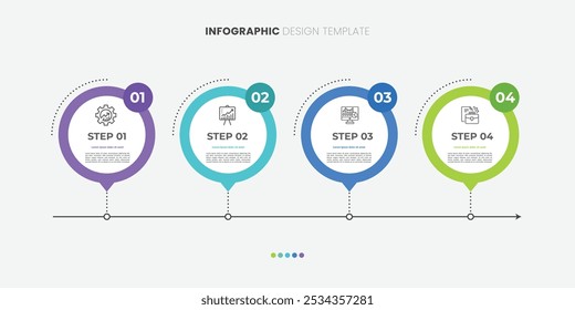 Timeline Creator infographic template. 4 Step timeline journey, calendar Flat simple infographics design template