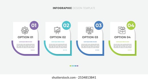 Modelo de infográfico do Criador de Linha do Tempo. 4 opções viagem de linha do tempo, calendário Modelo simples de design de infográficos plano