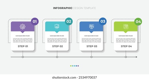 Modelo de infográfico do Criador de Linha do Tempo. 4 opções viagem de linha do tempo, calendário Modelo simples de design de infográficos plano