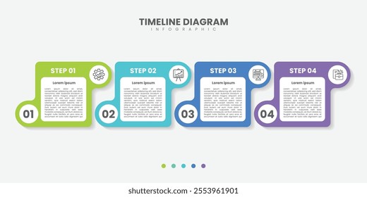 Timeline Creator infographic template. 4 Step timeline journey, calendar Flat simple infographics design template