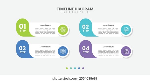 Timeline Creator infographic template. 4 Step timeline journey, calendar Flat simple infographics design template