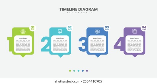 Timeline Creator infographic template. 4 Step timeline journey, calendar Flat simple infographics design template