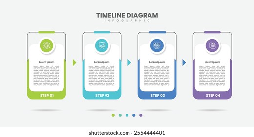 Timeline Creator infographic template. 4 Step timeline journey, calendar Flat simple infographics design template