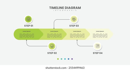 Timeline Creator infographic template. 4 Step timeline journey, calendar Flat simple infographics design template